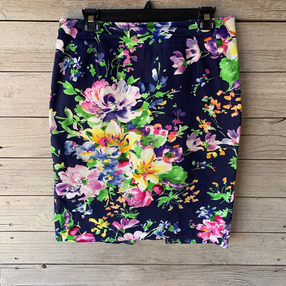 Ralph Lauren Vibrant Floral Pencil Skirt Sz6
